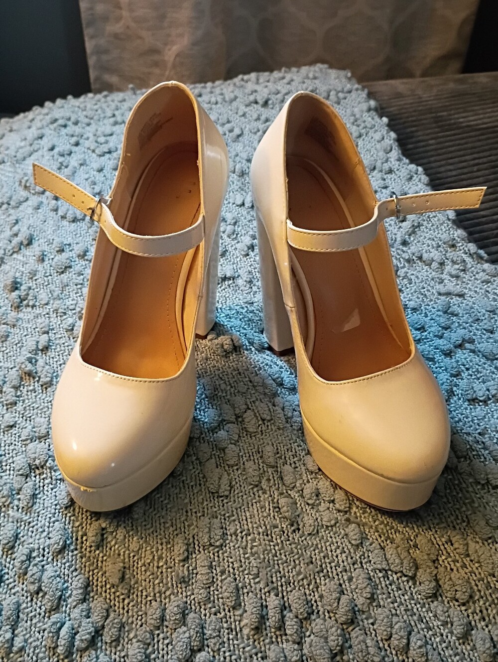Classic Mary Jane Platform Heels in Cream - MAKE ME AN OFFER